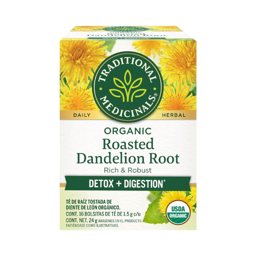 traditional medicinals organic roasted dandelion root tea | 16 tea bags | rich & robust | detox & digestion | caffeine free | usda organic