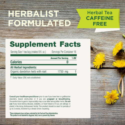 traditional medicinals organic dandelion leaf & root tea bag | to detox & supports healthy digestion | caffeine free | herbal supplement | 16 tea bags traditional medicinals organic dandelion leaf & root tea bag | to detox & supports healthy digestion | caffeine free | herbal supplement | 16 tea bags