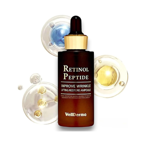 Home korean face retinol peptide lifting ampoule – anti aging serum with pure retinol, 8 peptides, vitamin c, hyaluronic acid for wrinkle care, skin brightening, hydration, 30ml, by wd